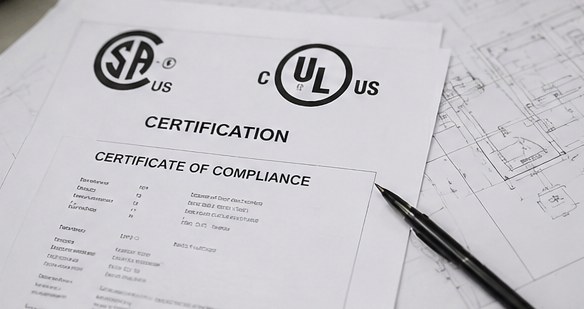 CSA and UL certificate of compliance documentation