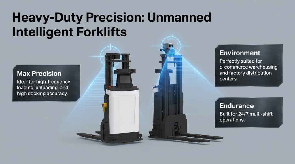Heavy-Duty Precision — unmanned intelligent forklifts for 24/7 multi-shift operations